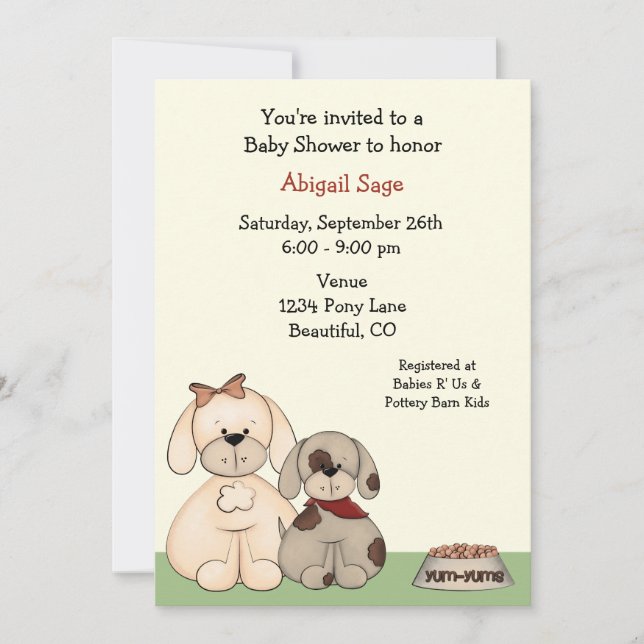 Puppy Dog Baby Shower Invitation for Boys (Front)