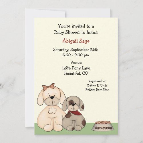 Puppy Dog Baby Shower Invitation for Boys