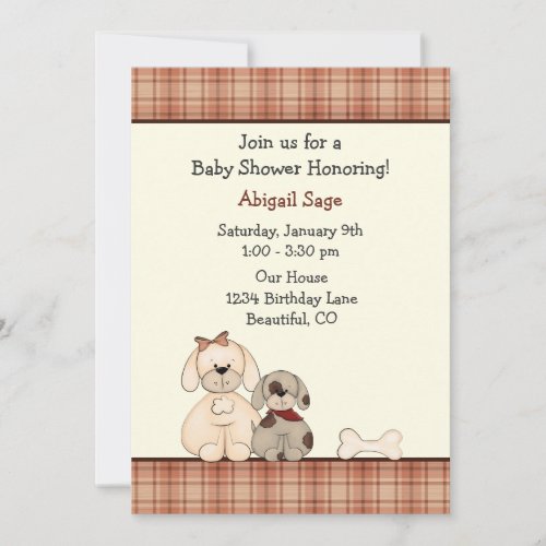 Puppy Dog Baby Shower Invitation for Boys