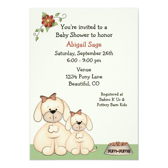 Puppy Dog Baby Shower Invitation for Girls | Zazzle.com