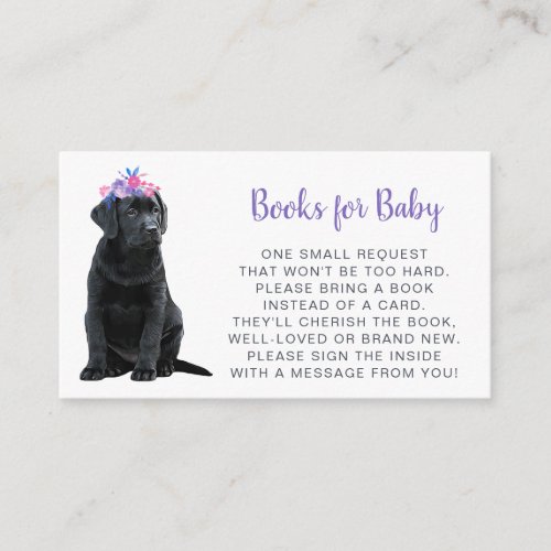 Puppy Dog Baby Shower Purple Girl Book Request Enclosure Card