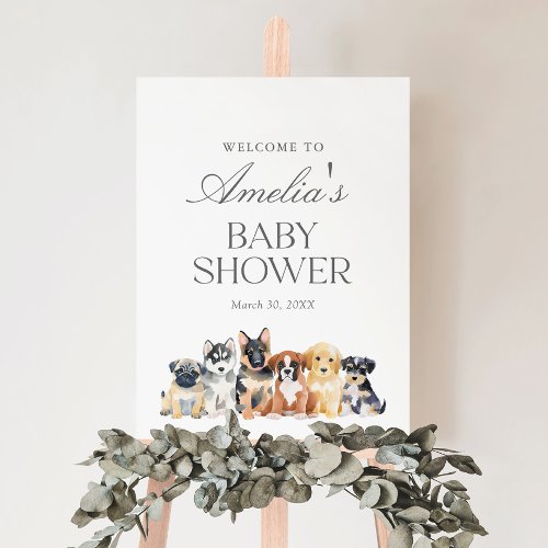 Puppy Dog Baby Shower Welcome Sign