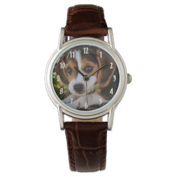 Puppy Dog Beagle Wrist Watch by bonfireanimals at Zazzle