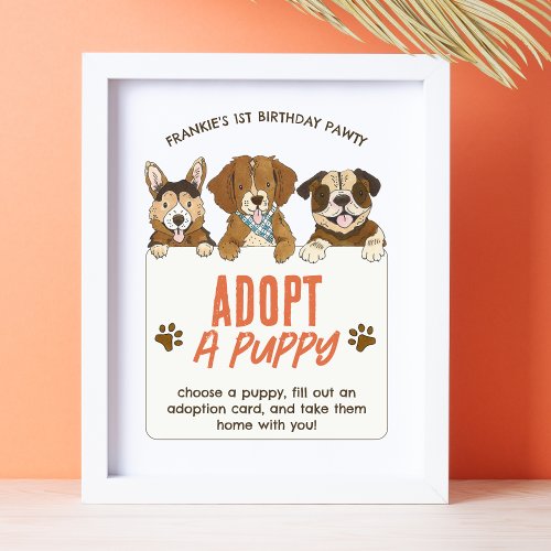 Puppy Dog Birthday Adoption Activity Sign