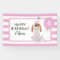 Puppy Dog Birthday Banner Pink Stripes