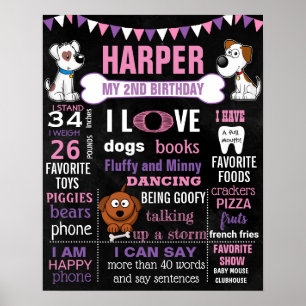 Puppy DOG Birthday chalkboard sign for a girl