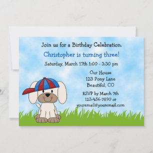 Puppy Dog Birthday Invitation for Boys