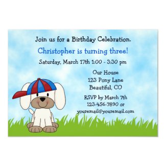 Puppy Dog Birthday Invitation for Boys