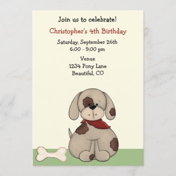 Puppy Dog Birthday Invitation For Boys by TheCutieCollection at Zazzle
