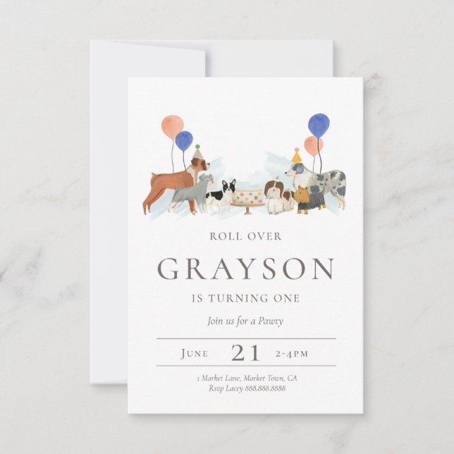 Puppy Dog Birthday Invitation Kids (Front)