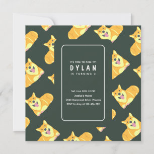Puppy Dog Birthday Invitation Square Party Pawty
