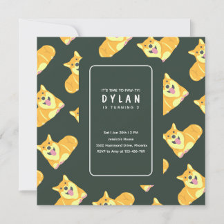 Puppy Dog Birthday Invitation Square Party Pawty
