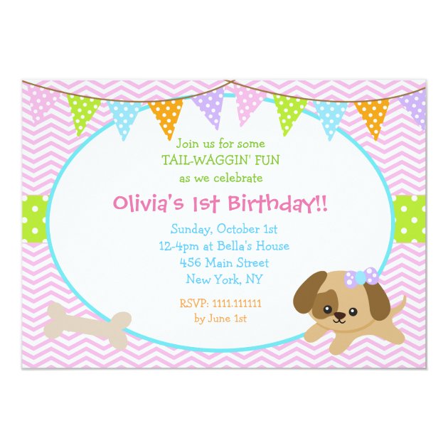 Puppy Dog Birthday Invitations For Girl