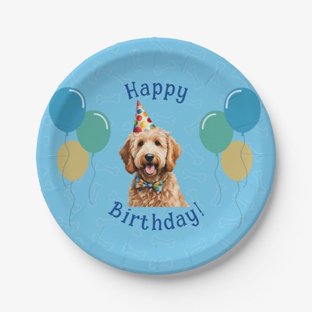 Puppy Dog Birthday Paper Plates (Front)