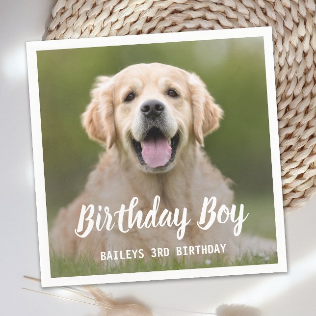Puppy Dog Birthday Party Custom Pet Photo Napkins (Creator Uploaded)