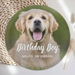 Puppy Dog Birthday Party Custom Pet Photo Paper Plates<br><div class="desc">Birthday Boy! Add the finishing touch to your puppy or dog birthday party with this simple pet photo birthday boy design dog birthday party paper plates. Add your pup's favorite photo and personalize with name, birthday number. Change to Birthday Girl of a girl pup. Visit our collection for matching pet...</div>