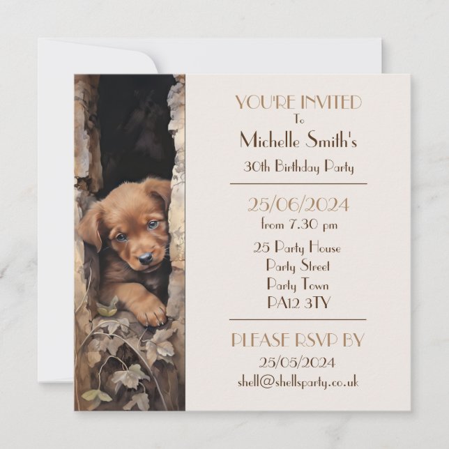 Puppy Dog Birthday Party Invitation (Front)