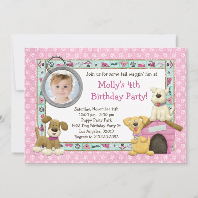Puppy Dog Birthday Party Invitation (Front)