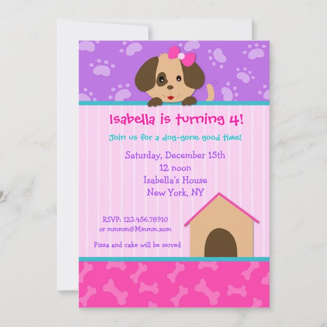 Puppy Dog Birthday Party Invitations (Front)