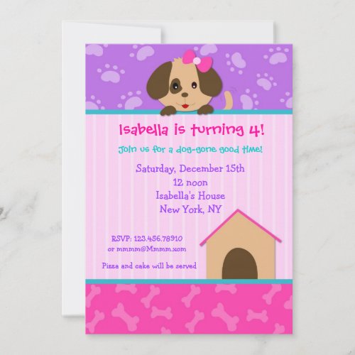 Puppy Dog Birthday Party Invitations