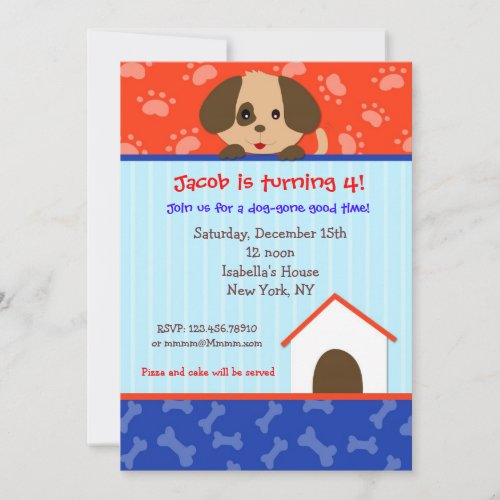 Puppy Dog Birthday Party Invitations