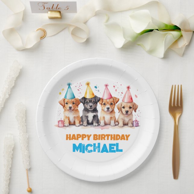 Puppy Dog Birthday Party Paper Plates (Wedding)