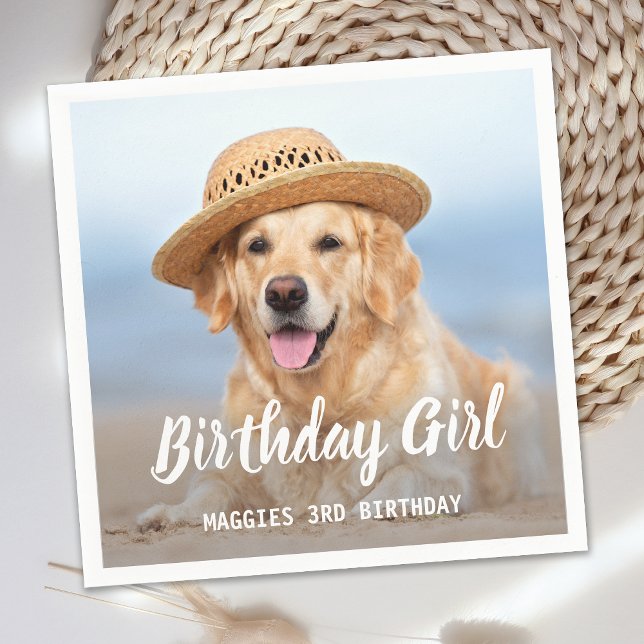 Puppy Dog Birthday Party Personalized Pet Photo Na Napkins (Creator Uploaded)