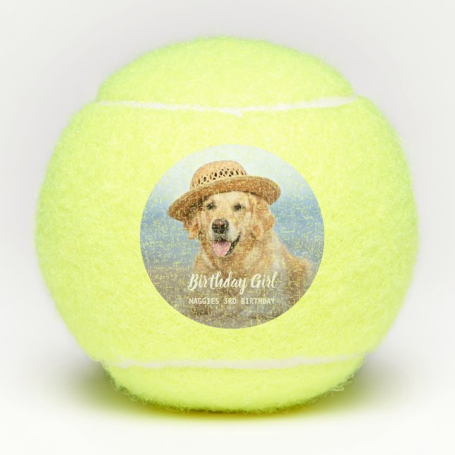 Puppy Dog Birthday Party Personalized Pet Photo Tennis Balls (Front)