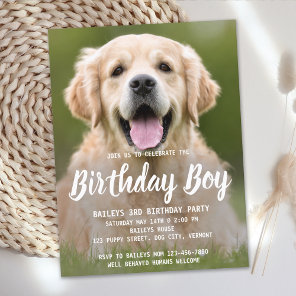Puppy Dog Birthday Party Pet Photo Invitation Postcard