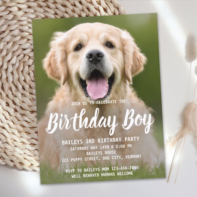 Puppy Dog Birthday Party Pet Photo Invitation Postcard (Creator Uploaded)