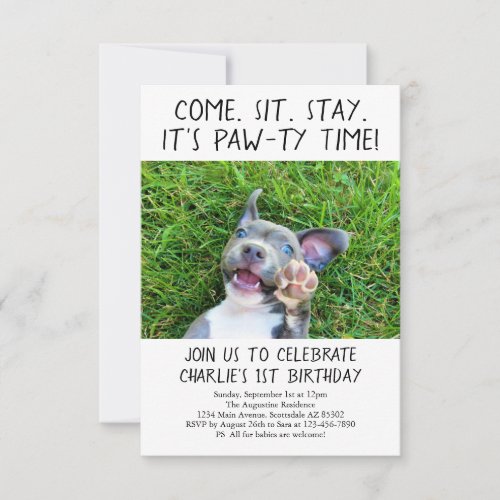 Puppy Dog Birthday Party Photo Invitation