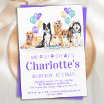 Puppy Dog Birthday Party Purple Girl Invitation<br><div class="desc">Let's Pawty! Invite friends and family to your kids or dog birthday party with this fun watercolor dog birthday invitation card. Personalize with name, birthday number, and all dog birthday party info! Visit our collection for matching pet birthday party decor, and gifts. This collection will be a favorite among dog...</div>