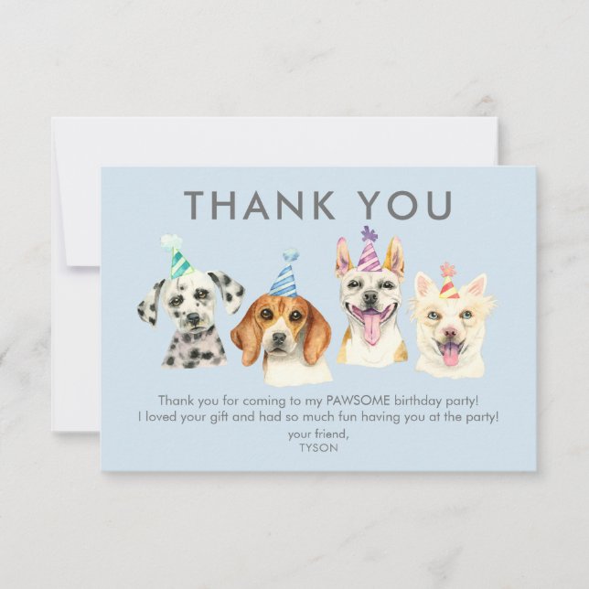 Puppy Dog Birthday Party Thank You (Front)