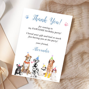Puppy Dog Birthday Party Thank You Card