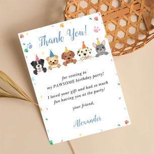 Puppy Dog Birthday Party Thank You Card