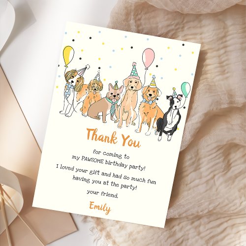  Puppy Dog Birthday Party Thank You Card