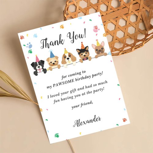 Puppy Dog Birthday Party Thank You Card