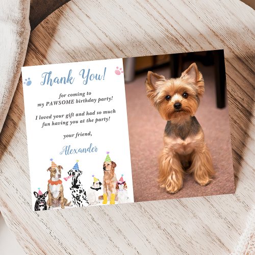 Puppy Dog Birthday Party Thank You Card Photo