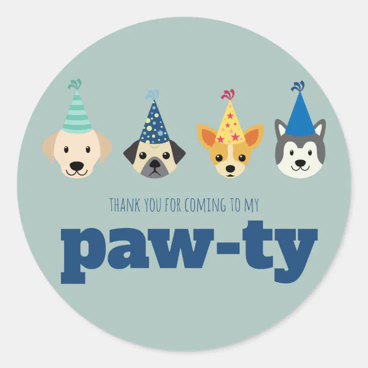 Puppy Dog Birthday Party Thank You Favor Tags | Zazzle