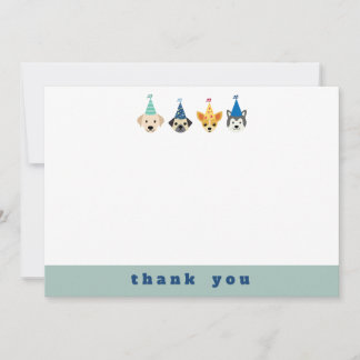 Puppy Dog Birthday Party Thank You Note Card