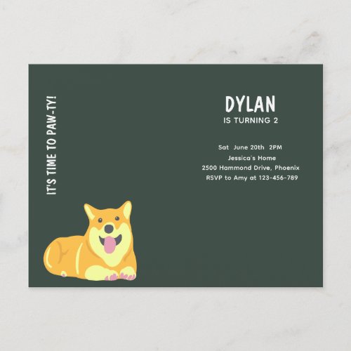 Puppy Dog Birthday Pawty Party Invitation Card