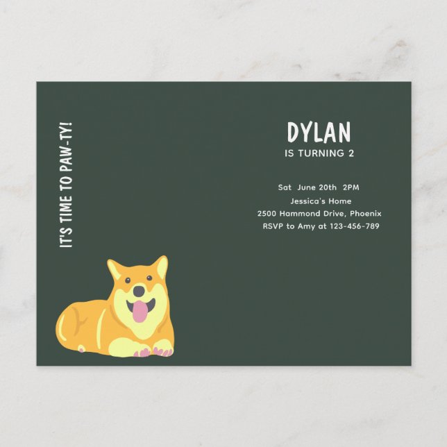 Puppy Dog Birthday Pawty Party Invitation Card (Front)