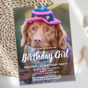 Puppy Dog Birthday Personalized Pet Photo Party Invitation