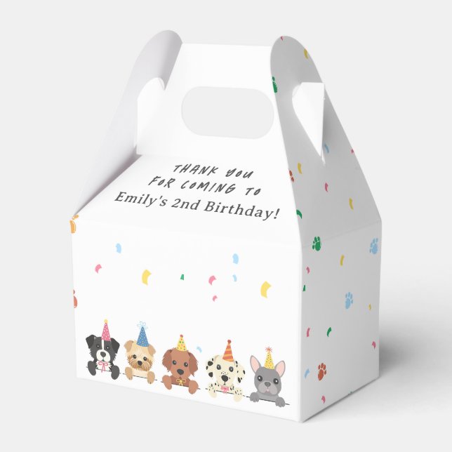 Puppy Dog Birthday Thank You  Favor Boxes (Front Side)