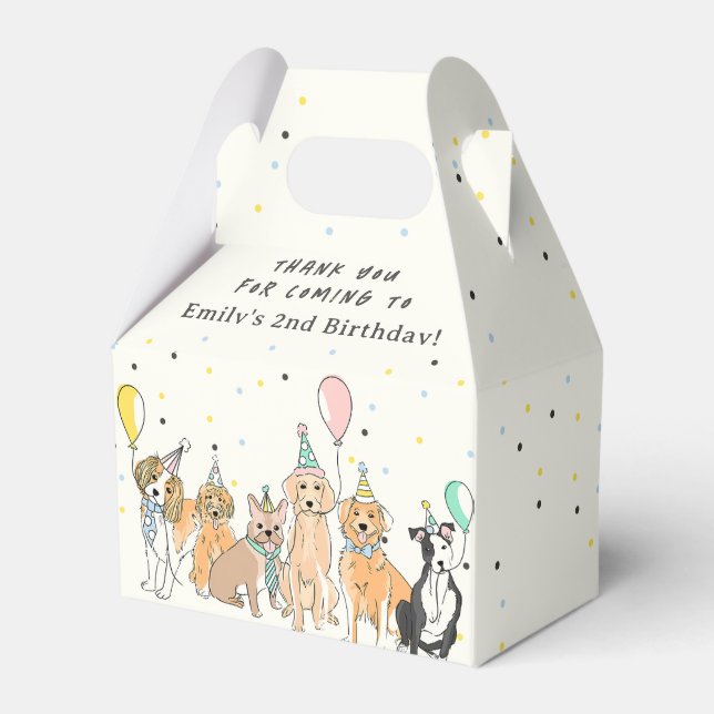 Puppy Dog Birthday Thank You  Favor Boxes (Front Side)