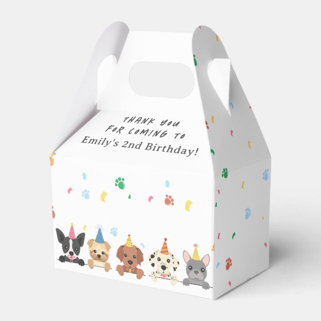 Puppy Dog Birthday Thank You  Favor Boxes (Front Side)