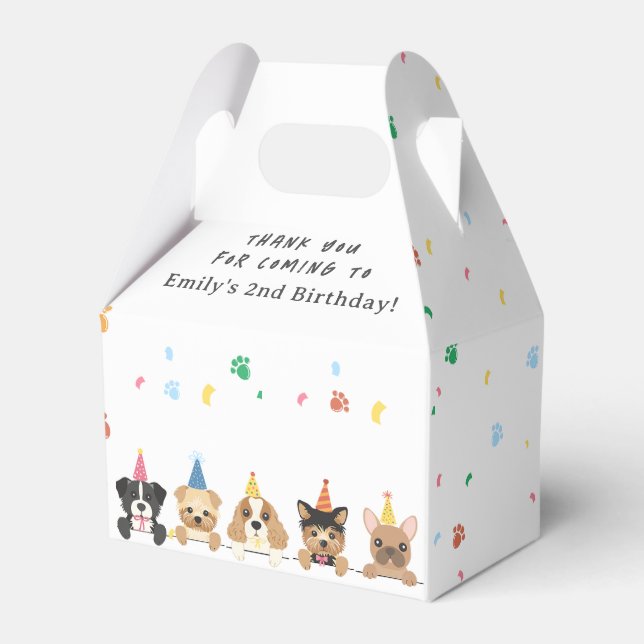 Puppy Dog Birthday Thank You  Favor Boxes (Front Side)