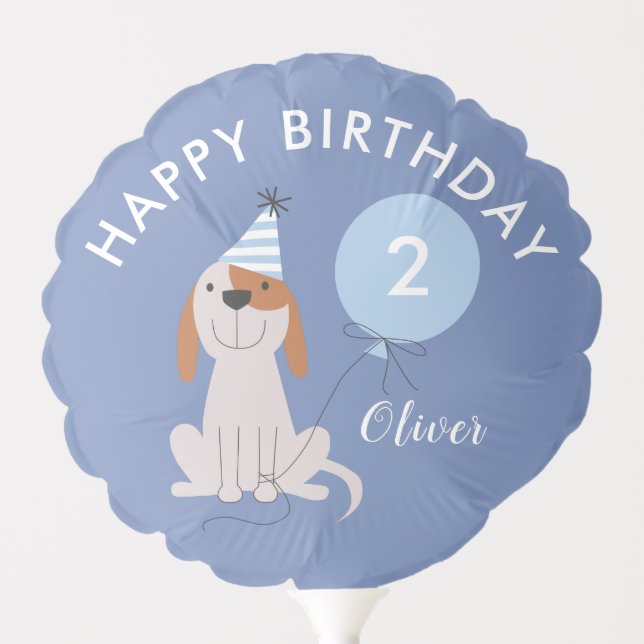 Puppy Dog Blue Balloon Happy Birthday Balloon (Front)