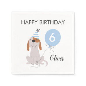 Puppy Dog Blue Birthday Party Napkins