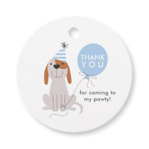 Puppy Dog Blue Pawty Birthday Favor Tags